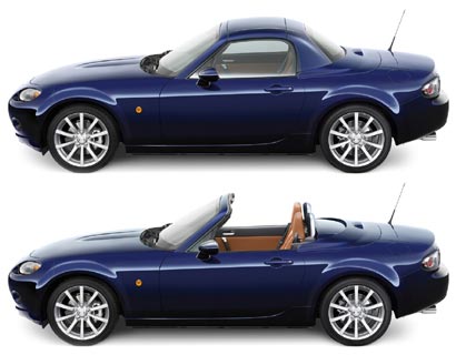 Mazda MX-5 Roadster Coupe с поднятой и с убранной крышей