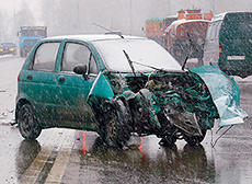 Matiz после столкновения с девяткой